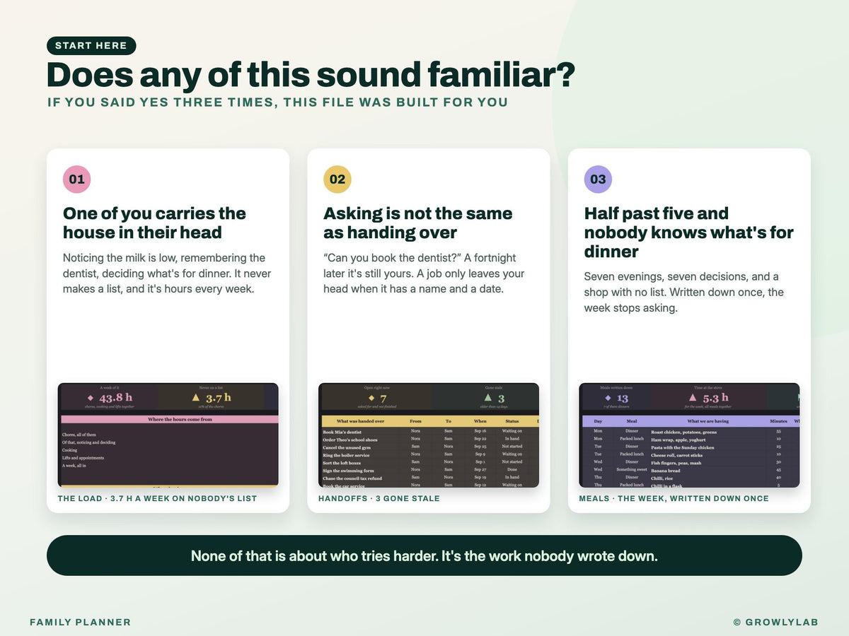 All-in-One Family Planner Spreadsheet (Google Sheets and Excel) — the problems it solves