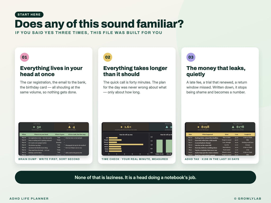 ADHD Life Planner Spreadsheet for Google Sheets and Excel — the problems it solves