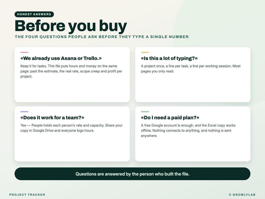 Project Tracker Spreadsheet for Google Sheets and Excel — before you buy