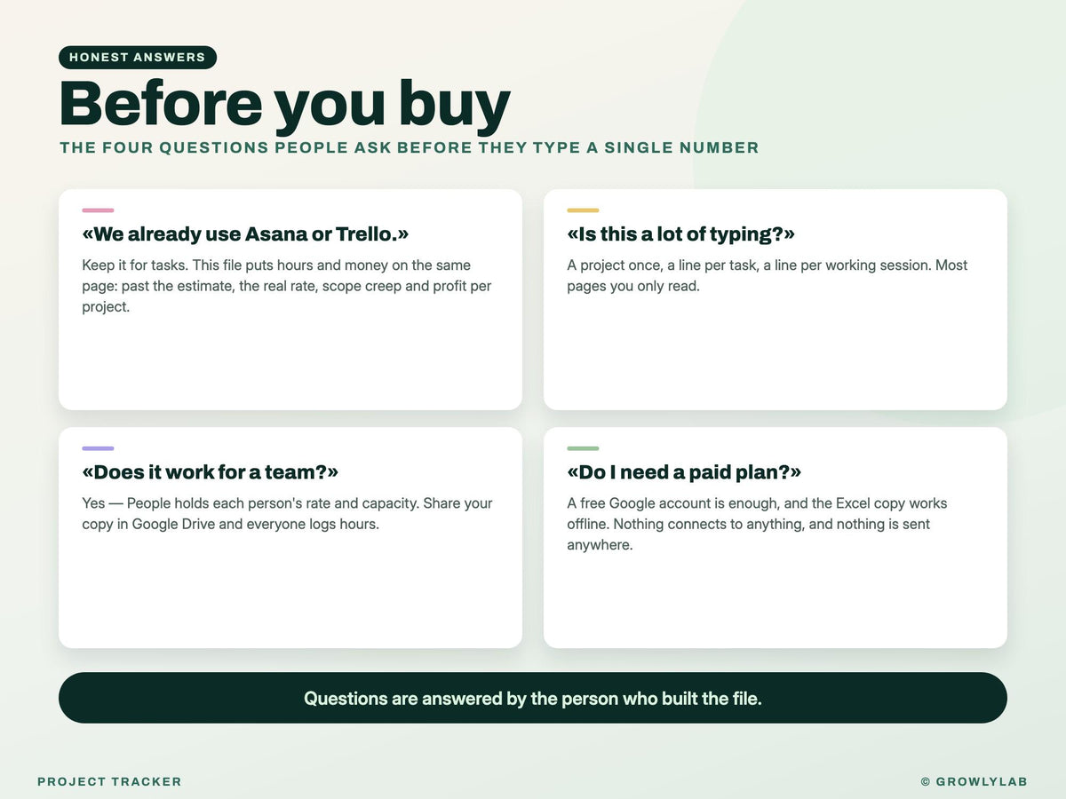 Project Tracker Spreadsheet for Google Sheets and Excel — before you buy