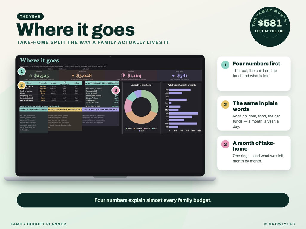 Family Budget Planner Spreadsheet for Google Sheets and Excel — where it goes