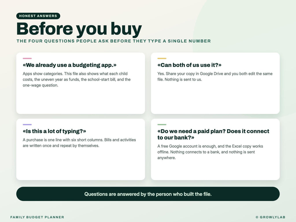 Family Budget Planner Spreadsheet for Google Sheets and Excel — before you buy