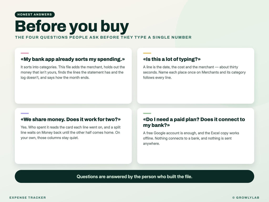 Expense Tracker Spreadsheet for Google Sheets and Excel — before you buy