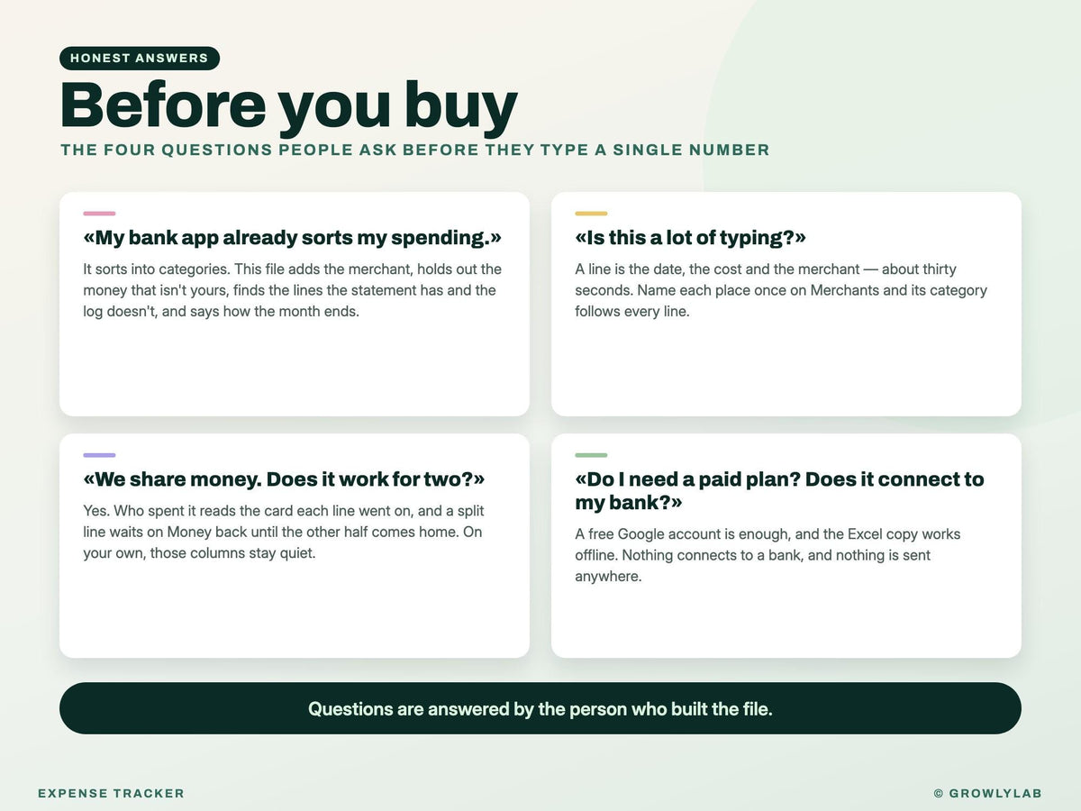 Expense Tracker Spreadsheet for Google Sheets and Excel — before you buy