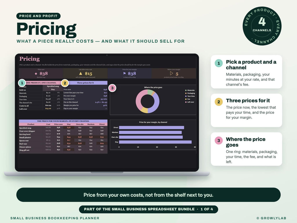 Small Business Spreadsheet Bundle: Bookkeeping, Inventory, Client CRM and Project Tracker — g7 pricing