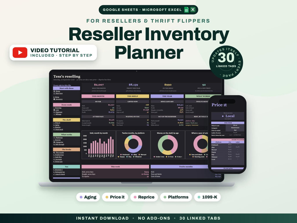 Reseller Inventory Planner Spreadsheet for Google Sheets and Excel — cover