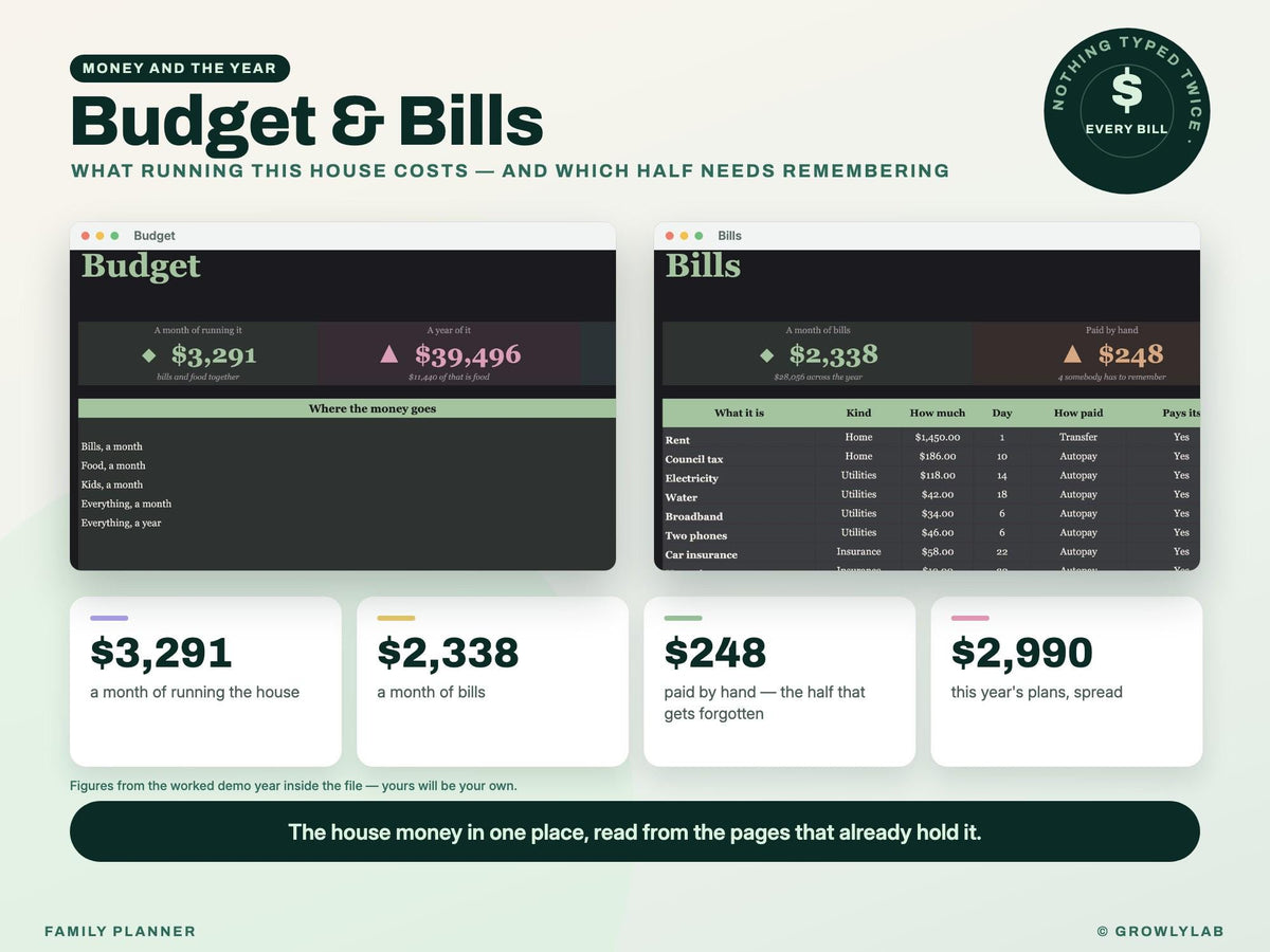 All-in-One Family Planner Spreadsheet (Google Sheets and Excel) — money