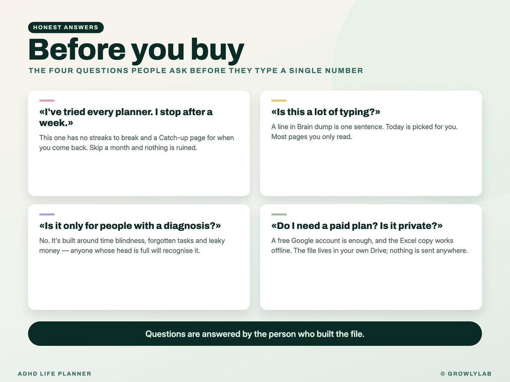 ADHD Life Planner Spreadsheet for Google Sheets and Excel — before you buy