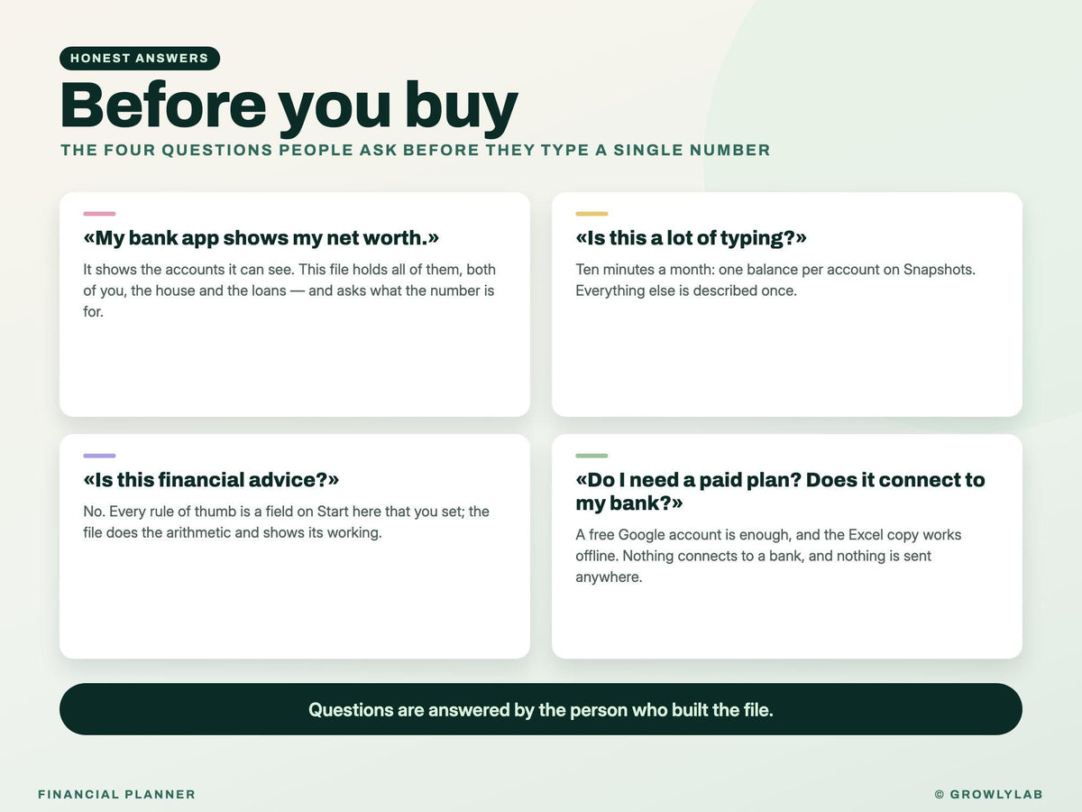 Financial Planner Spreadsheet for Google Sheets and Excel — before you buy