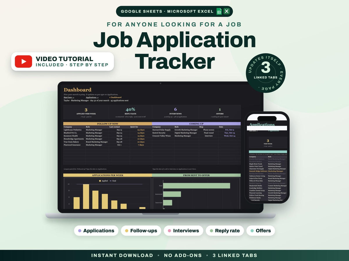 Job Application Tracker Google Sheets Excel — cover