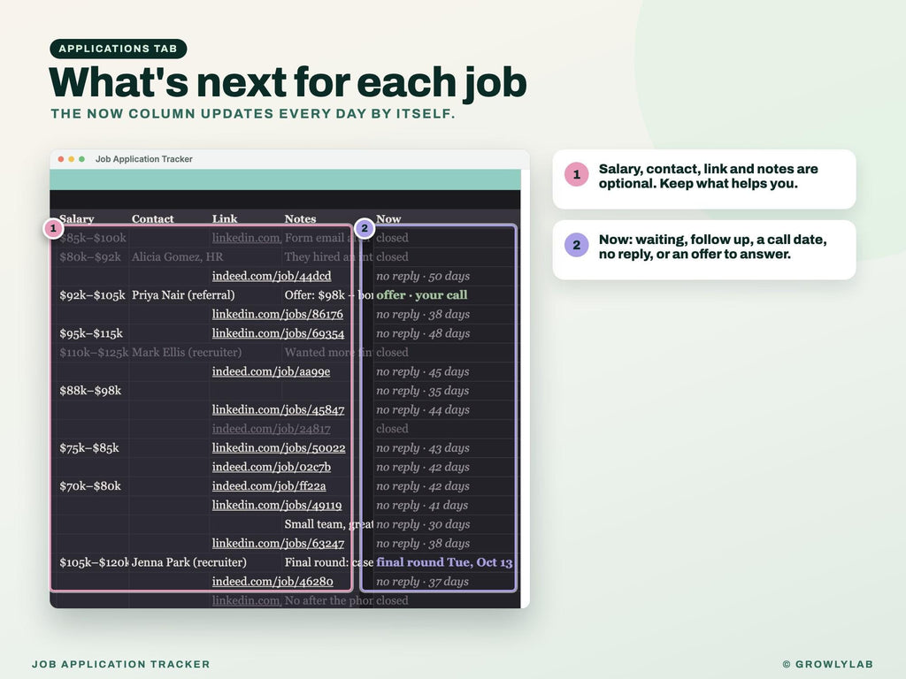 Job Application Tracker Google Sheets Excel — applications