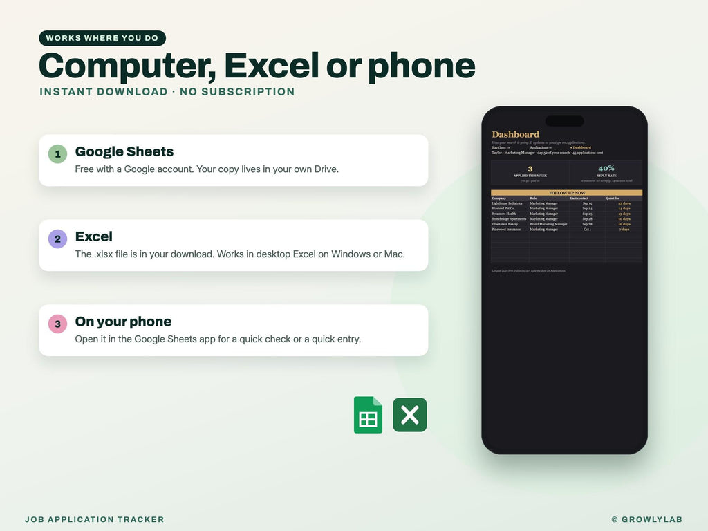 Job Application Tracker Google Sheets Excel — Google Sheets and Excel