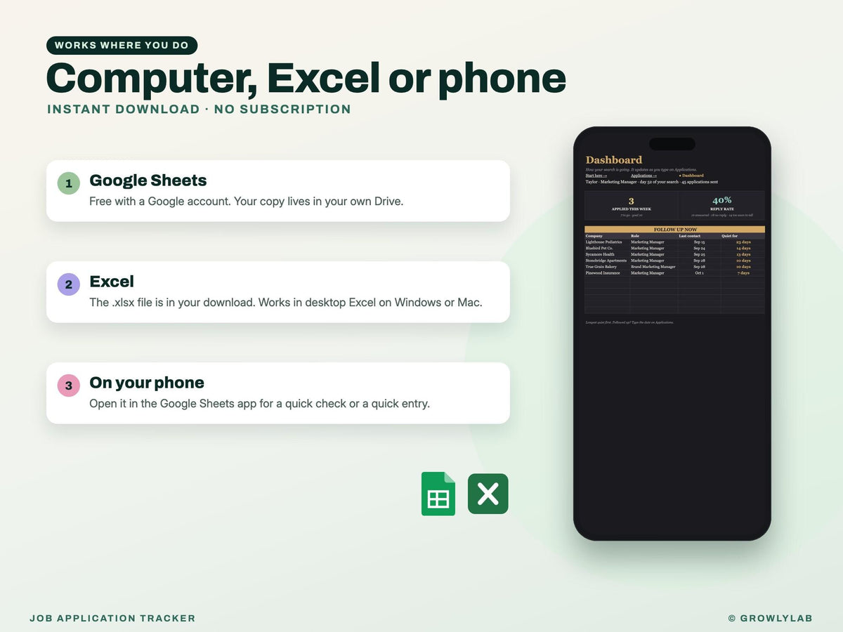 Job Application Tracker Google Sheets Excel — Google Sheets and Excel