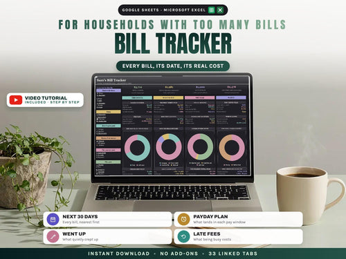 Bill Tracker Spreadsheet for Google Sheets and Excel — cover
