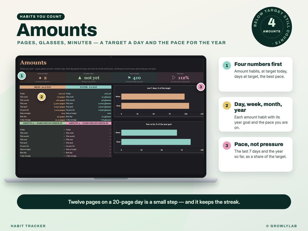 Habit Tracker Spreadsheet Google Sheets Excel Dark Mode Yearly Habit Planner Daily Weekly Habit Goals Routine Tracker Streak Tracker — amounts