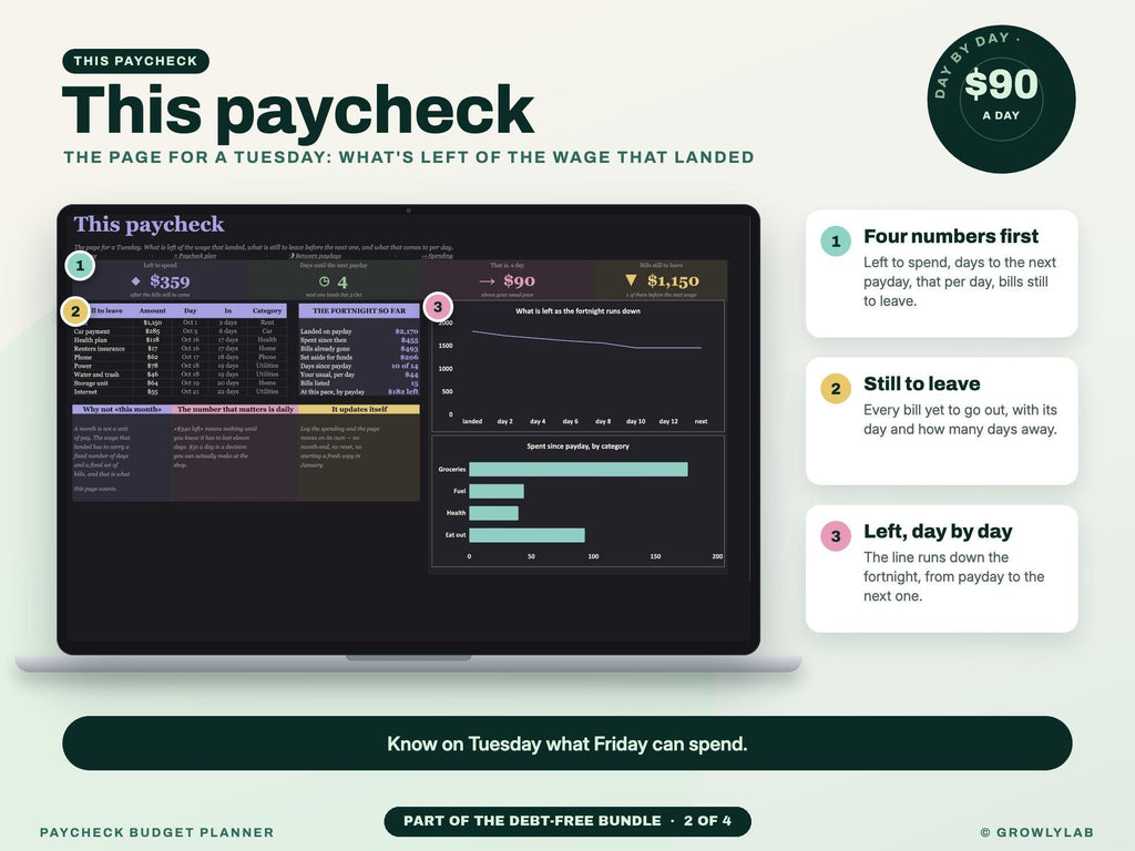 Debt-Free Bundle: Debt Payoff, Paycheck Budget, Bill Tracker and Sinking Funds Spreadsheets — g4 this paycheck