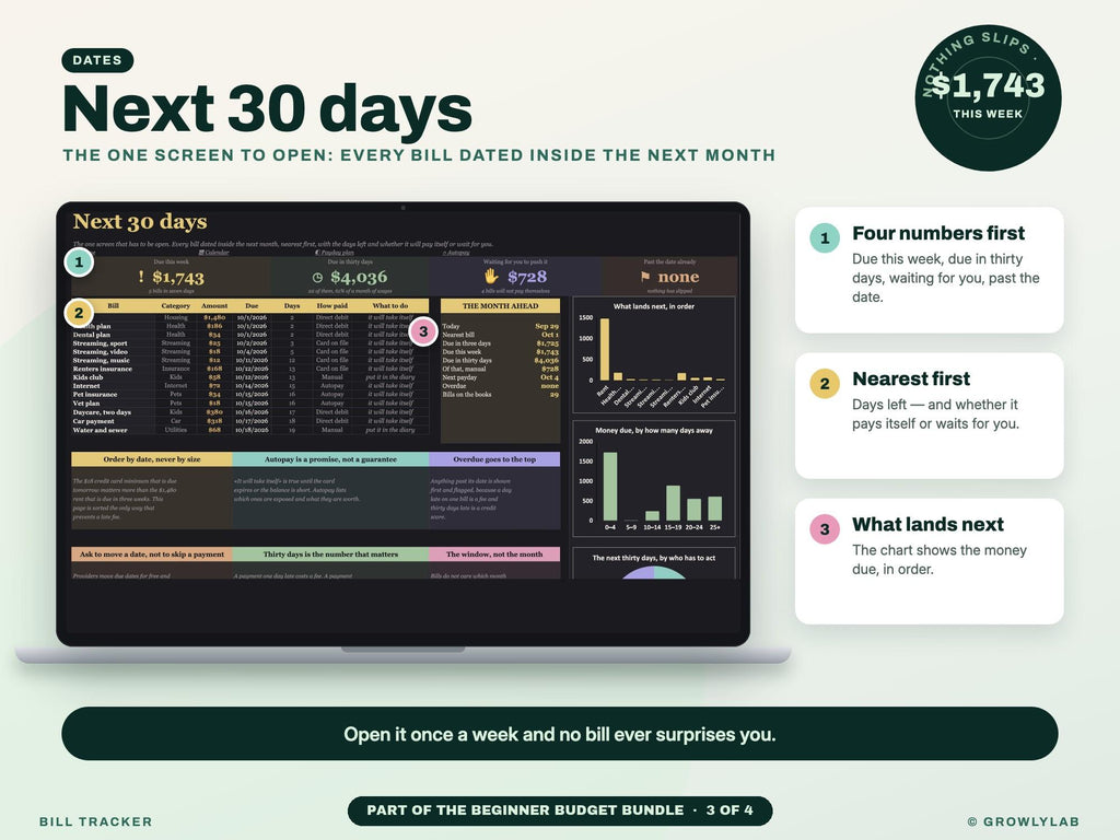 Beginner Budget Bundle: 50/30/20 Budget, Expense Tracker, Bill Tracker and Savings Tracker Spreadsheets — g17 next 30