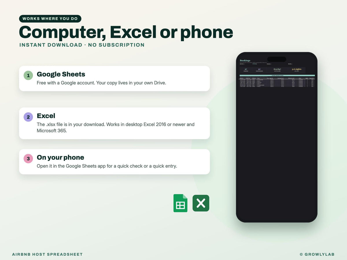 Airbnb Host Spreadsheet Google Sheets Excel — Google Sheets and Excel