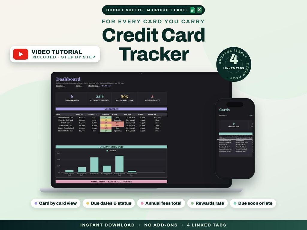 Credit Card Tracker Spreadsheet — cover
