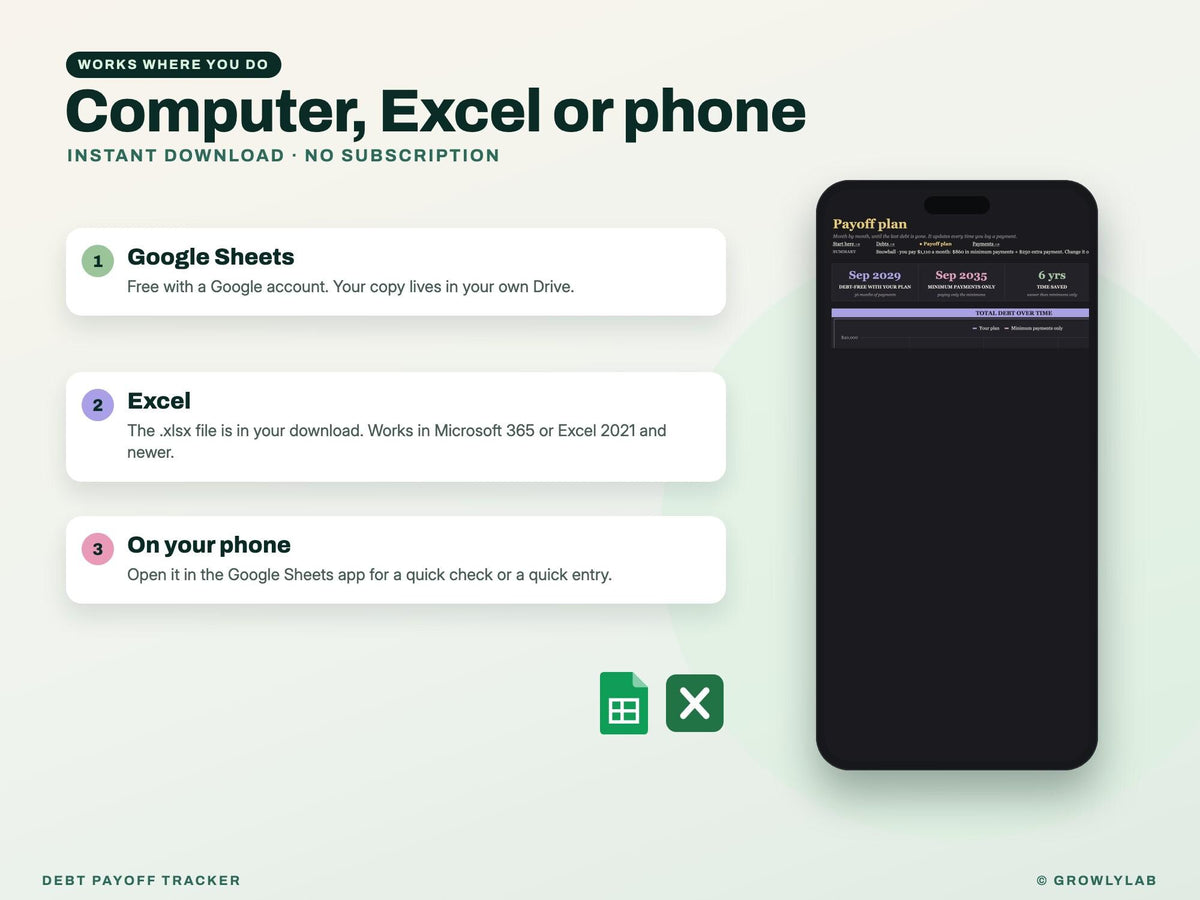 Debt Payoff Tracker for Google Sheets and Excel — Google Sheets and Excel
