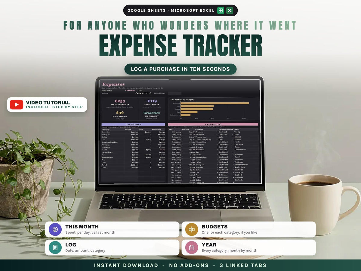 Spending Tracker for Google Sheets and Excel — cover