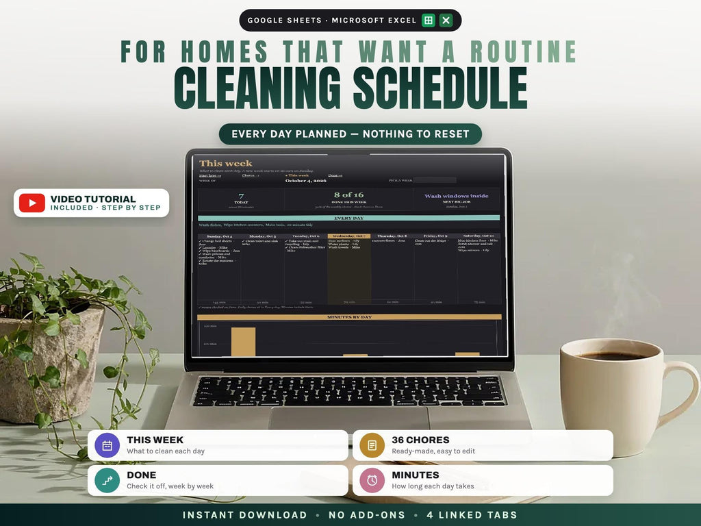 Cleaning Schedule for Google Sheets and Excel — cover
