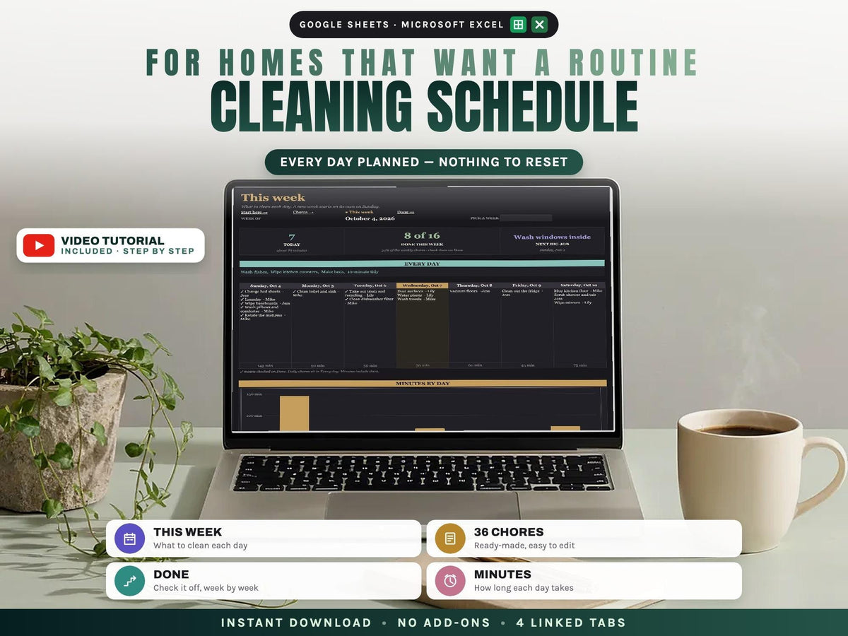 Cleaning Schedule for Google Sheets and Excel — cover