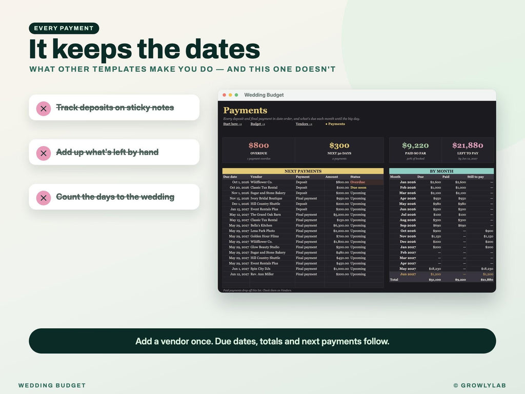 Wedding Budget Spreadsheet for Google Sheets and Excel — noreset