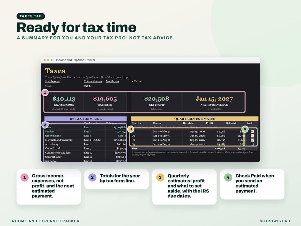Income and Expense Tracker — taxes