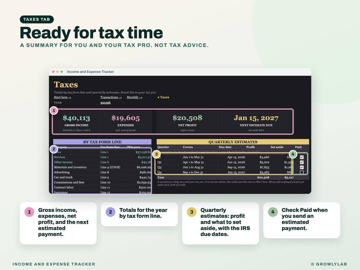 Income and Expense Tracker — taxes