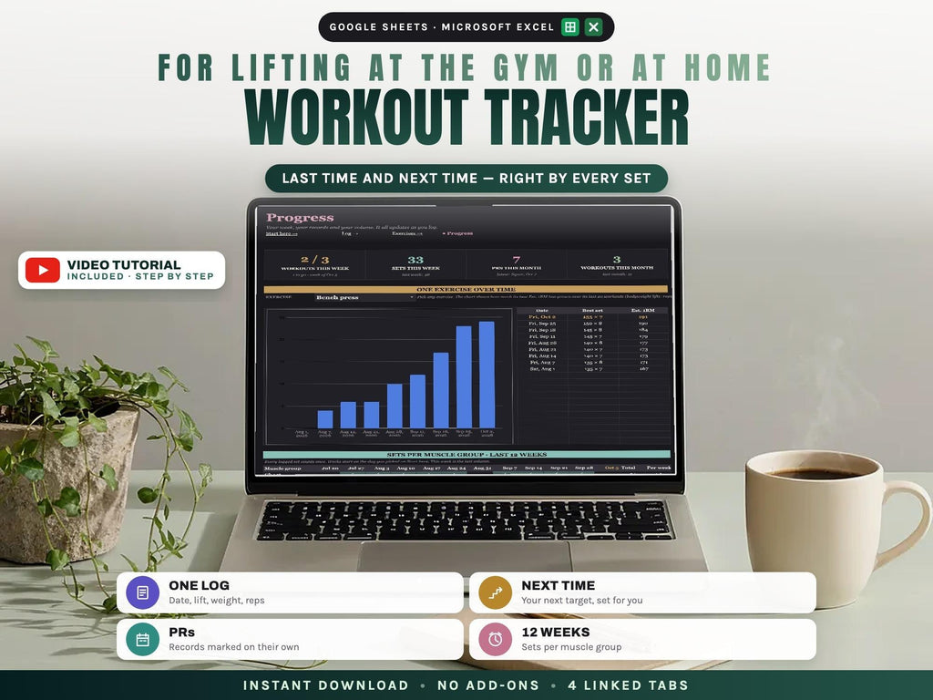 Workout Tracker Google Sheets Excel Spreadsheet — cover
