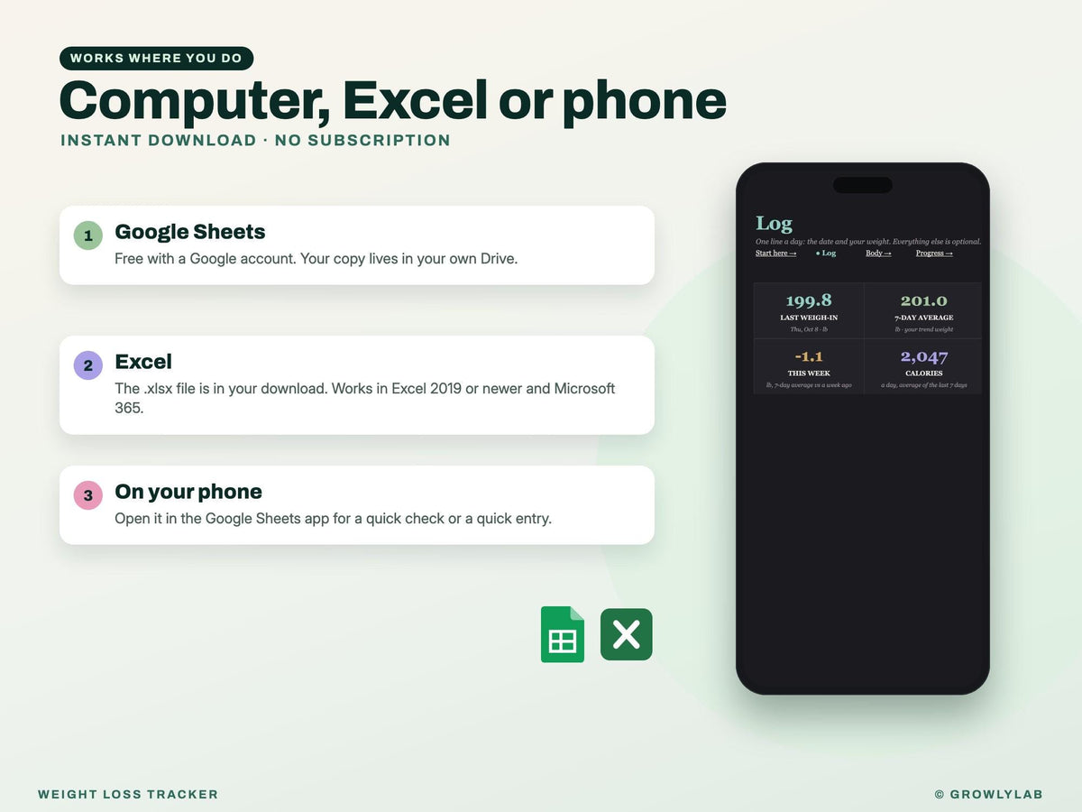 Weight Loss Tracker Google Sheets Excel Spreadsheet — Google Sheets and Excel