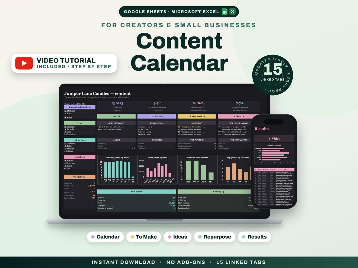 Content Calendar Spreadsheet — cover