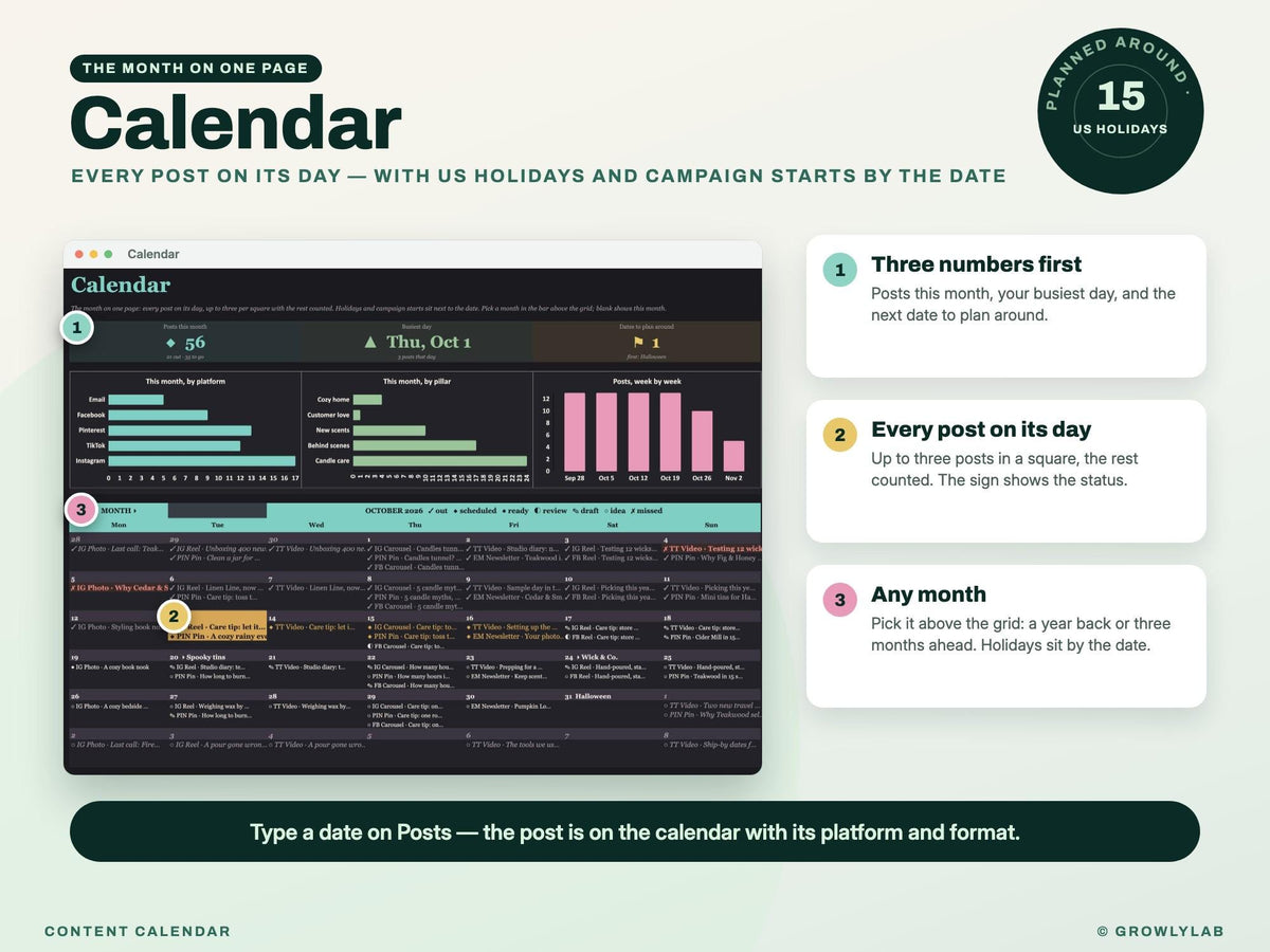 Content Calendar Spreadsheet — calendar