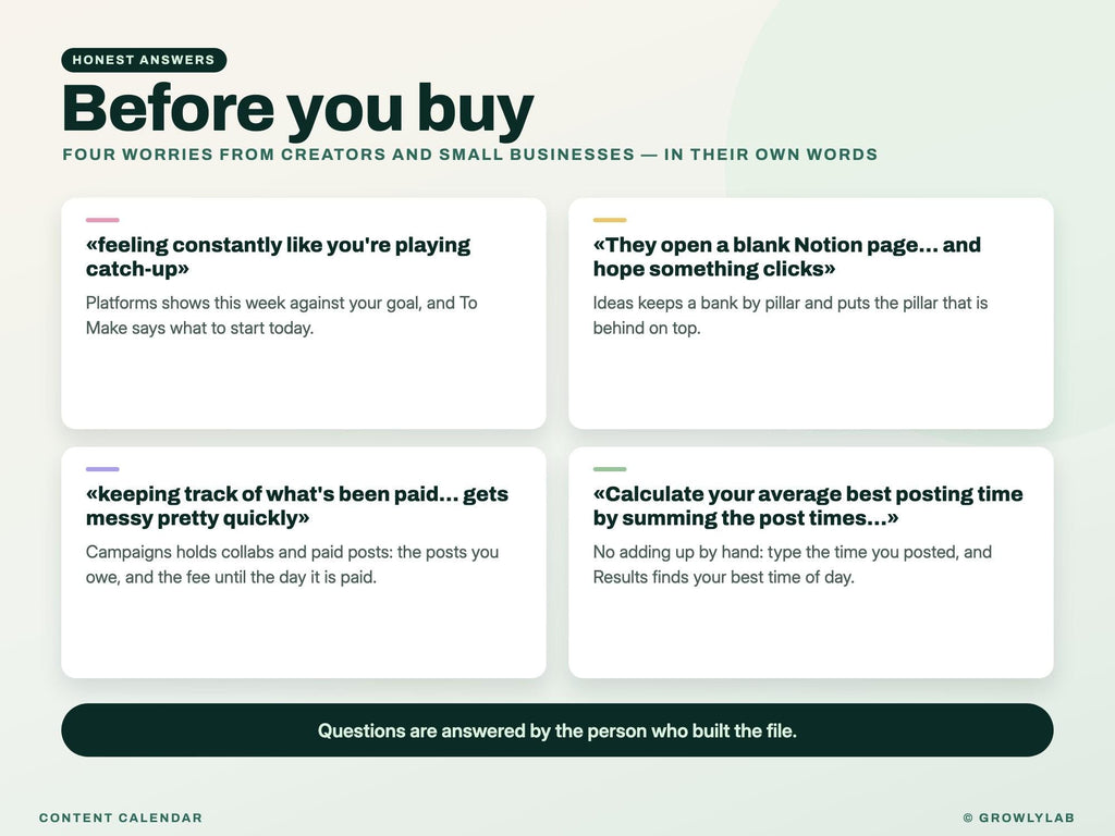 Content Calendar Spreadsheet — before you buy
