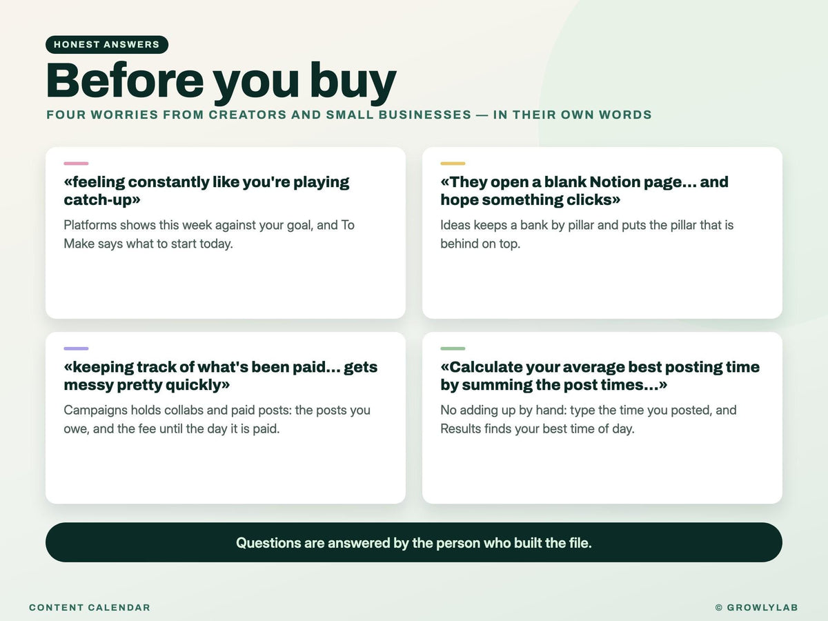 Content Calendar Spreadsheet — before you buy