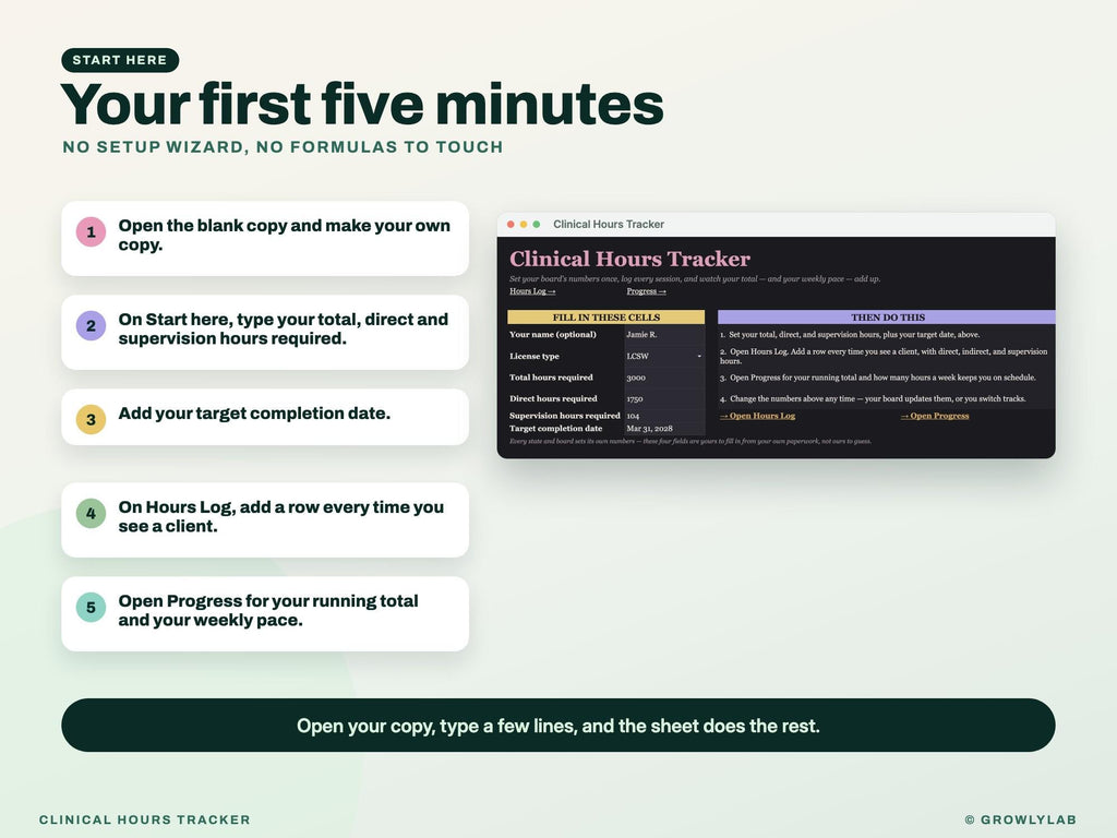 Clinical Hours Tracker Spreadsheet Google Sheets Excel — start